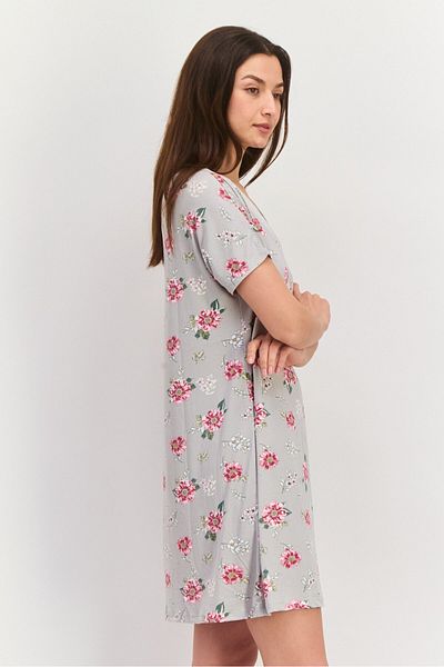Anne Klein Women Short Sleeve Floral Print Pajama Top, Grey