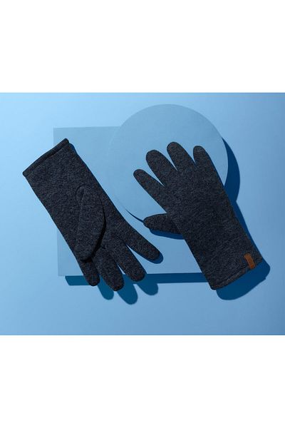 Tchibo Knitted Fleece Gloves, Mottled Blue