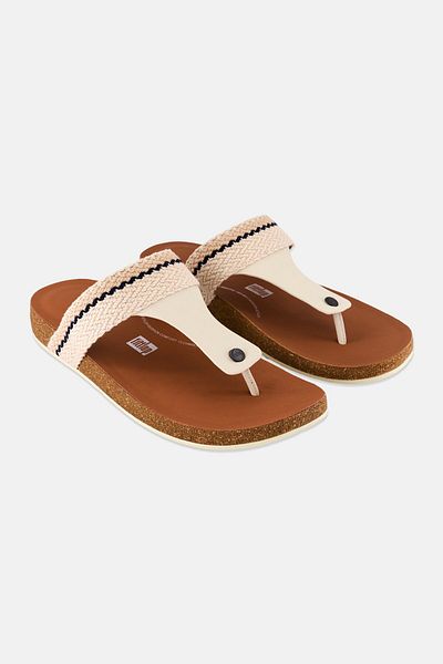 Fitflop شبشب رجالي مخطط من قماش شبكي، بني