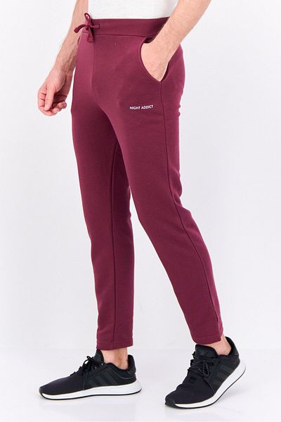 Night Addict Men Regular Fit Brand Logo Sweatpants, Burgundy