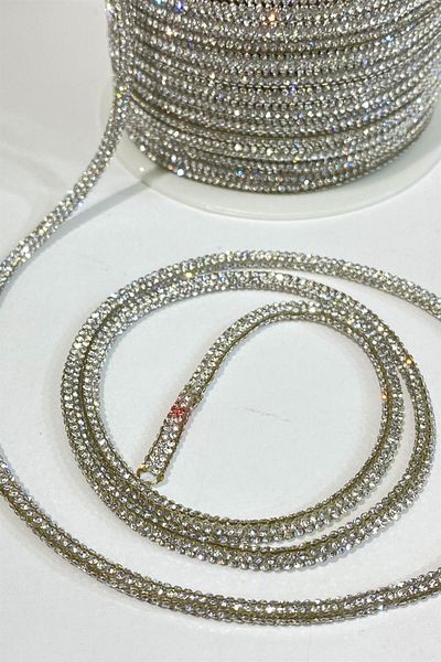 Hayalperest boncuk Silver Stone Detailed Full Pipe Strip
