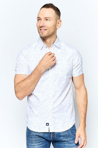 Company Eighty One Men Regular Fit Allover Print Short Sleeves Casual Shirt, White
