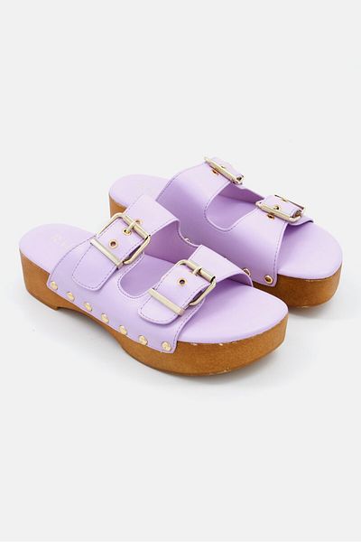 Raid Women Slip On Open Toe Wedge Sandal, Lilac
