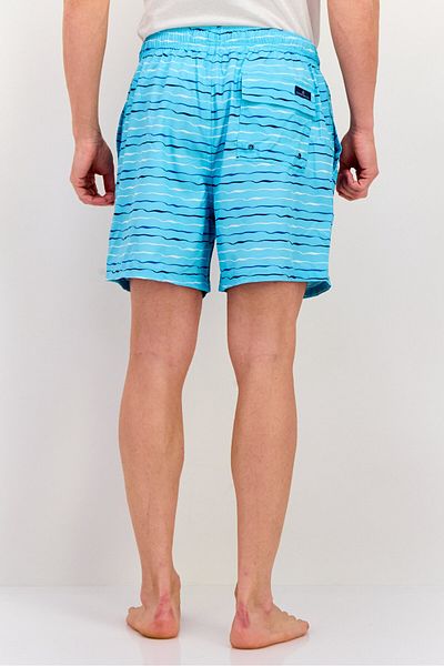 Rainforest Men Drawstring Stripe Pull On Board Shorts, Turquoise