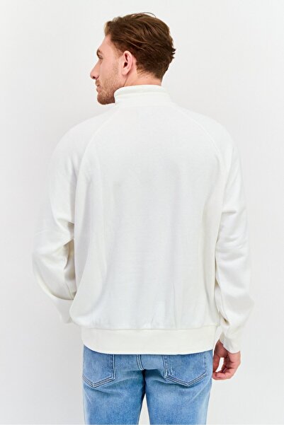 Esprit Men High Neck Long Sleeves Solid Sweatshirt, White