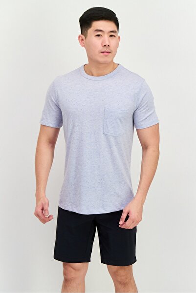 Project Essentials Men Crew Neck Short Sleeve Solid T Shirt, Light Blue