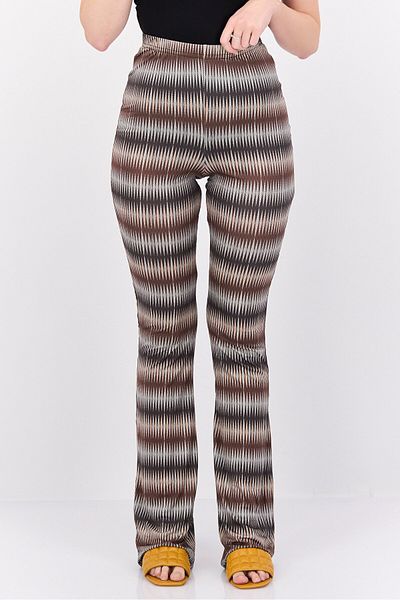 Public Desire Women Regular Fit All Over Printed Flare Pants, Brown
