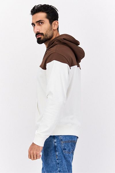 Esprit Men Hooded Long Sleeves Two-Toned Sweatshirt, White