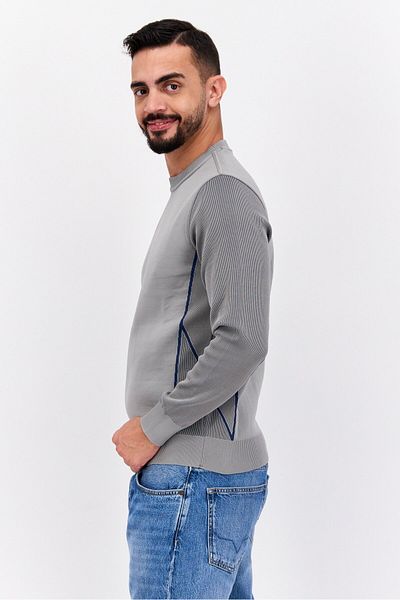 freesoul Men Crew Neck Textured Long Sleeves Sweatshirt, Grey