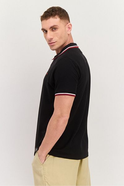 Threadbare Men Regular Fit Embroidered Short Sleeves Polo, Black Combo