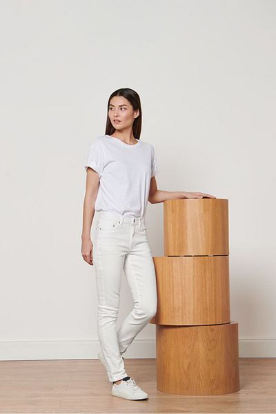 Tchibo Women Slim Fit Plain Stretchable Jeans, White
