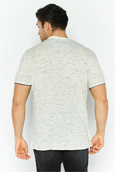 Company Eighty One Men Henley Neck Short Sleeves Heather T-Shirt, Off White