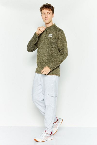 Hurley Men Mock Neck Brand Logo Sweatshirt, Olive Combo