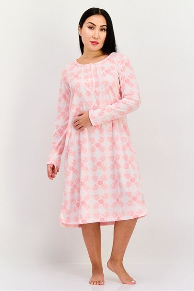 Carole Hochman Women Allover Print Full Sleeves Sleepwear Dress, Multicolor