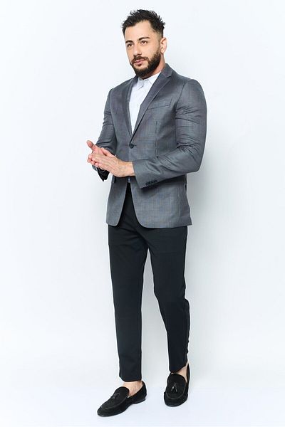Calvin Klein Men Fitted Micro Check Blazer, Grey