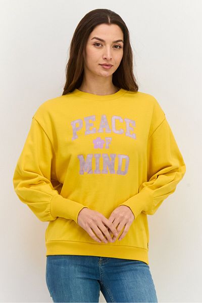 Levi's Women Crew Neck Long Sleeves Graphic Print Sweatshirt, Yellow