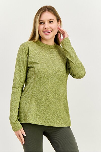 Hurley بلوزة رياضية نسائية بأكمام طويلة، لون زيتوني