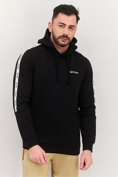 Lyle & Scott Men Hooded Long Sleeves Embroidered Logo Sweatshirt, Black