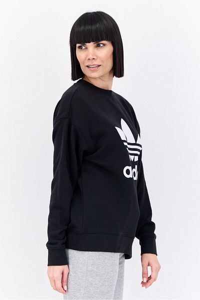 adidas Women Sportswear Fit Long Sleeves Outdoor Trefoil Sweatshirt, Black