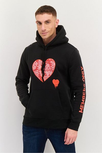 Members Only Men Hooded Embroidered Long Sleeves Sweatshirt, Black