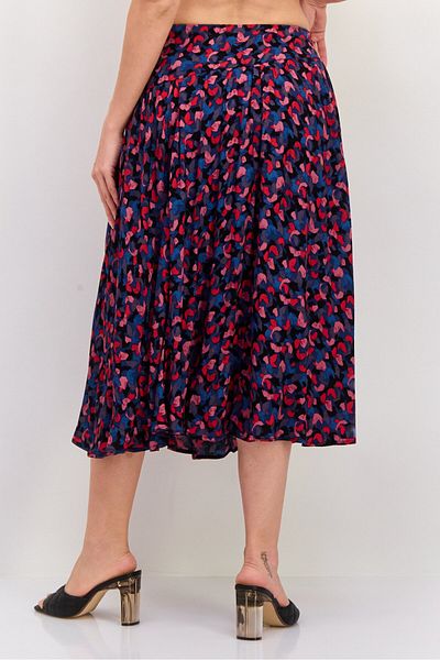 Esprit Women Allover Printed Midi Skirt, Red