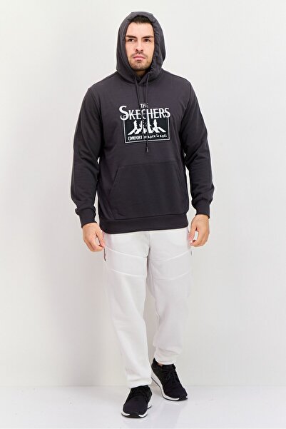 SKECHERS Men Sportswear Fit Long Sleeve Outdoor Sweatshirt, Dark Grey