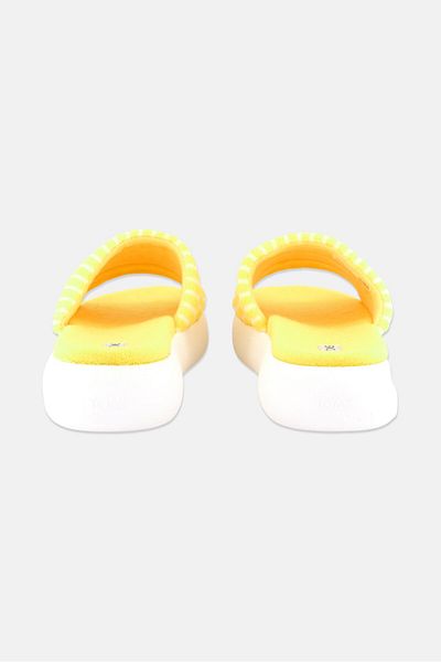 Toms Women Striped Terry Slip On Slides, Yellow