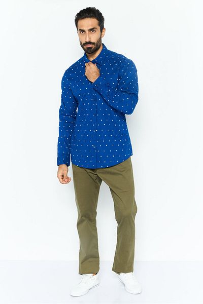 Esprit Men Slim Fit Allover Print Long Sleeves Casual Shirt, Multicolor