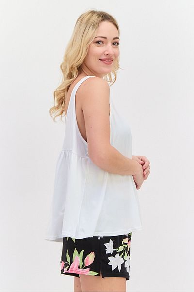 Christian Siriano Women 2pcs Floral Print And Solid Pajamas Set, White