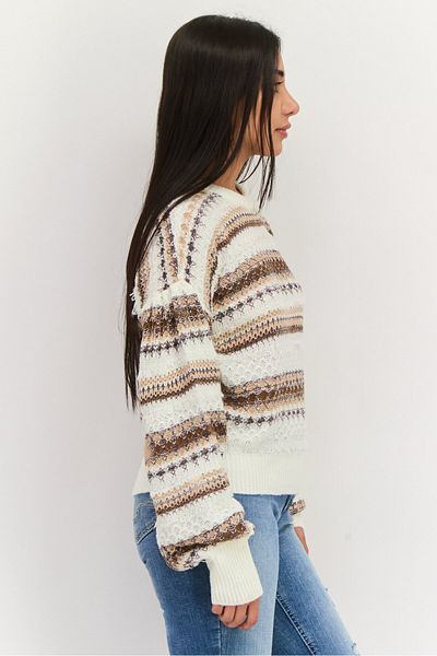 Black Tape Women Mock Long Sleeve Textured Sweater, Multicolor