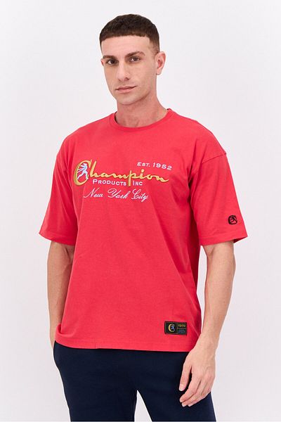 Champion Men Sportswear Fit Short Sleeves Outdoor T-shirt, Red Combo