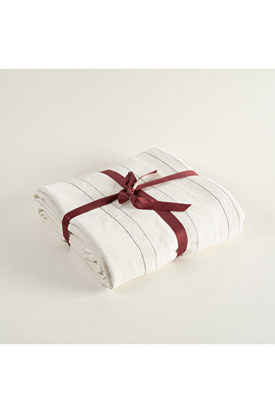 Zsa Zsa Zsu Faro İplik Boyalı Tek Kişilik Pamuk %100 Pamuk Yatak Örtüsü 160x240 Cm Beyaz - Lacıvert