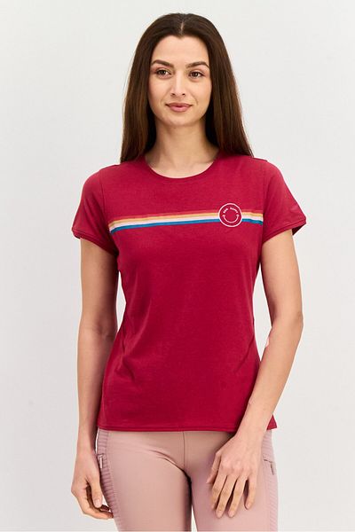 Brooks Women Sportswear Fit Short Sleeve Running Top, Maroon Combo