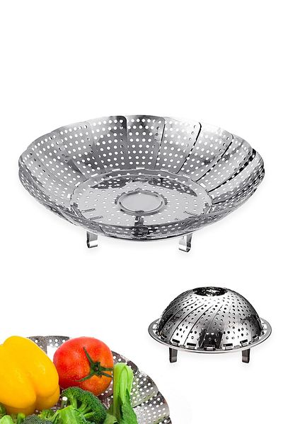 Fresh Moon Steaming Apparatus Stainless Steel Steaming Vegetable Blanching Basket Strainer Kitchen Serving Utensil