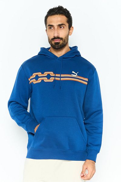 Puma Men Sportswear Fit Long Sleeve Outdoor Hooded Sweatshirt, Blue