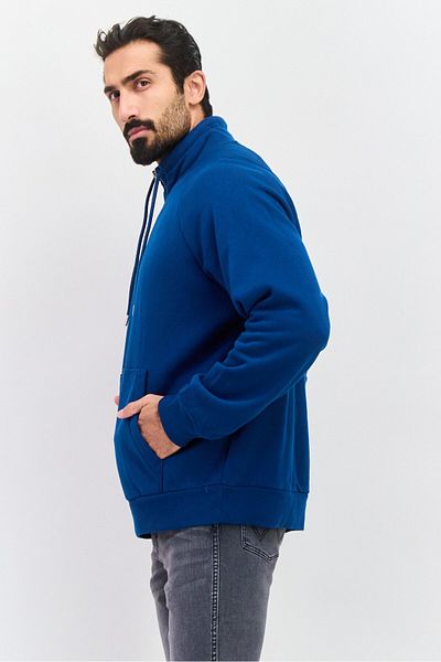 Esprit Men High Neck Long Sleeves Solid Sweatshirts, Blue