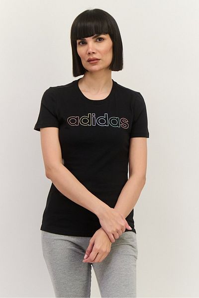 adidas Women Sportswear Fit Short Sleeve Outdoor Top, Black