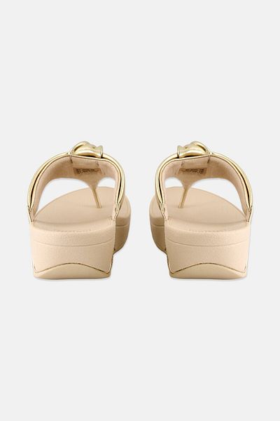 Fitflop Women Lulu Padded Knot Metallic Leather Sandals, Gold