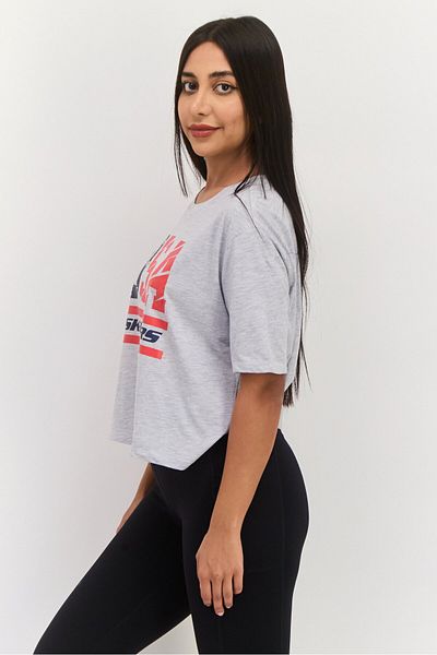 SKECHERS Women Sportswear Fit Short Sleeve Outdoor Top, Grey Combo