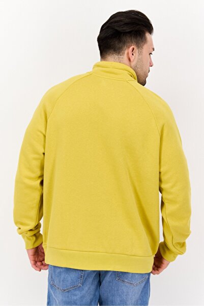 Esprit Men High Neck Long Sleeves Solid Half Zip Sweatshirt, Mustard