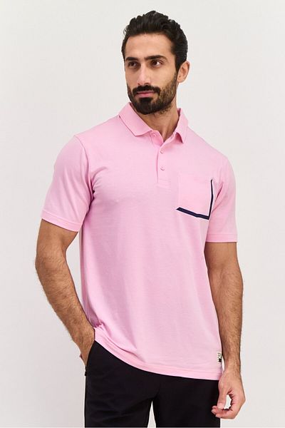 Puma Men Performance Fit Short Sleeve Outdoor Polo Shirt, Pale Pink