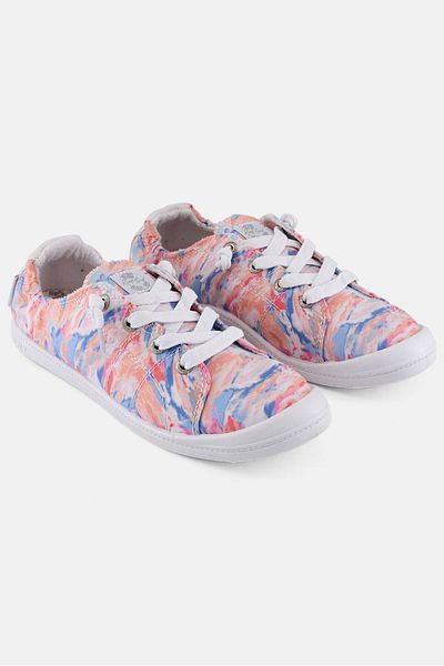 Roxy Women Rory Tie Dye Lace Up Causal Shoes, Orange