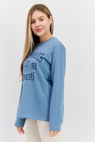 SKECHERS Women Sportswear Fit Long Sleeve Outdoor Sweatshirt, Slate Blue