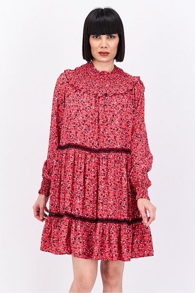 Scotch & Soda Women Allover Print Midi Dress, Red Combo