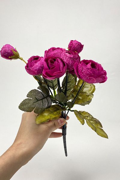 Hayalperest boncuk Σκούρο Φούξια Παιώνια Eren Rose Τεχνητό λουλούδι 1 Μάτσο