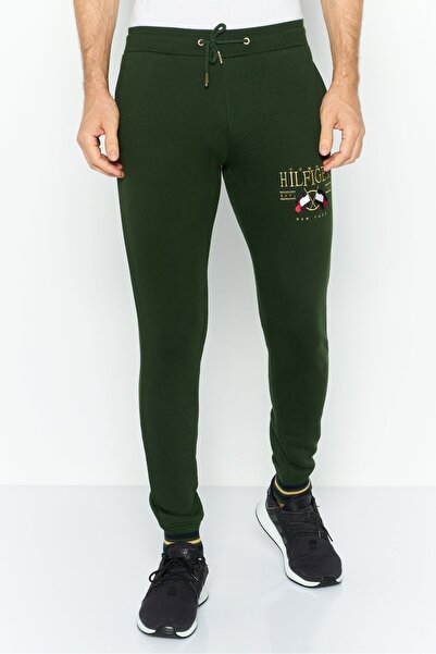 Tommy Hilfiger Men Regular Fit Brand Logo Drawstring Sweatpants, Forest Green