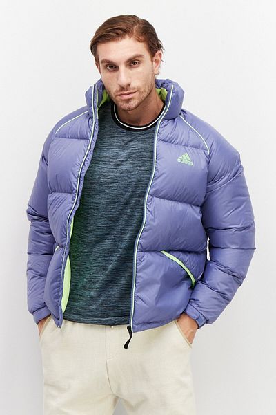 adidas Men Sport Fit Long Sleeve Puffer Jacket, Purple