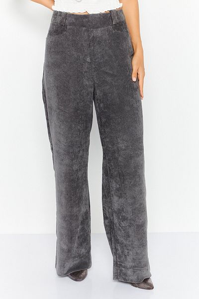 Esprit Women Regular Fit Textured Wide Leg Pant, Dark Grey