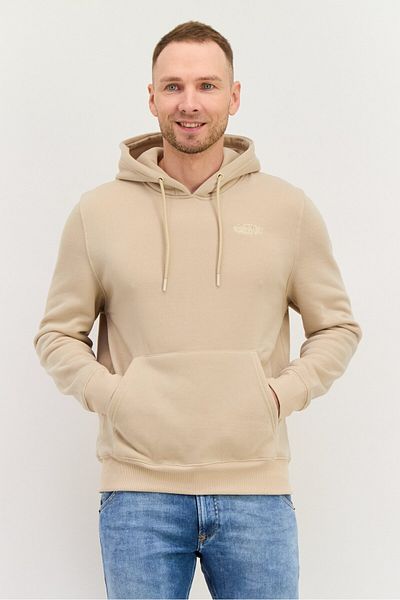 Members Only Men Hooded Embroidered Logo Long Sleeve Hoodies, Beige