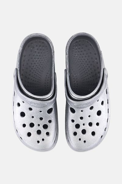 Woz Women Slip On Clogs, Silver